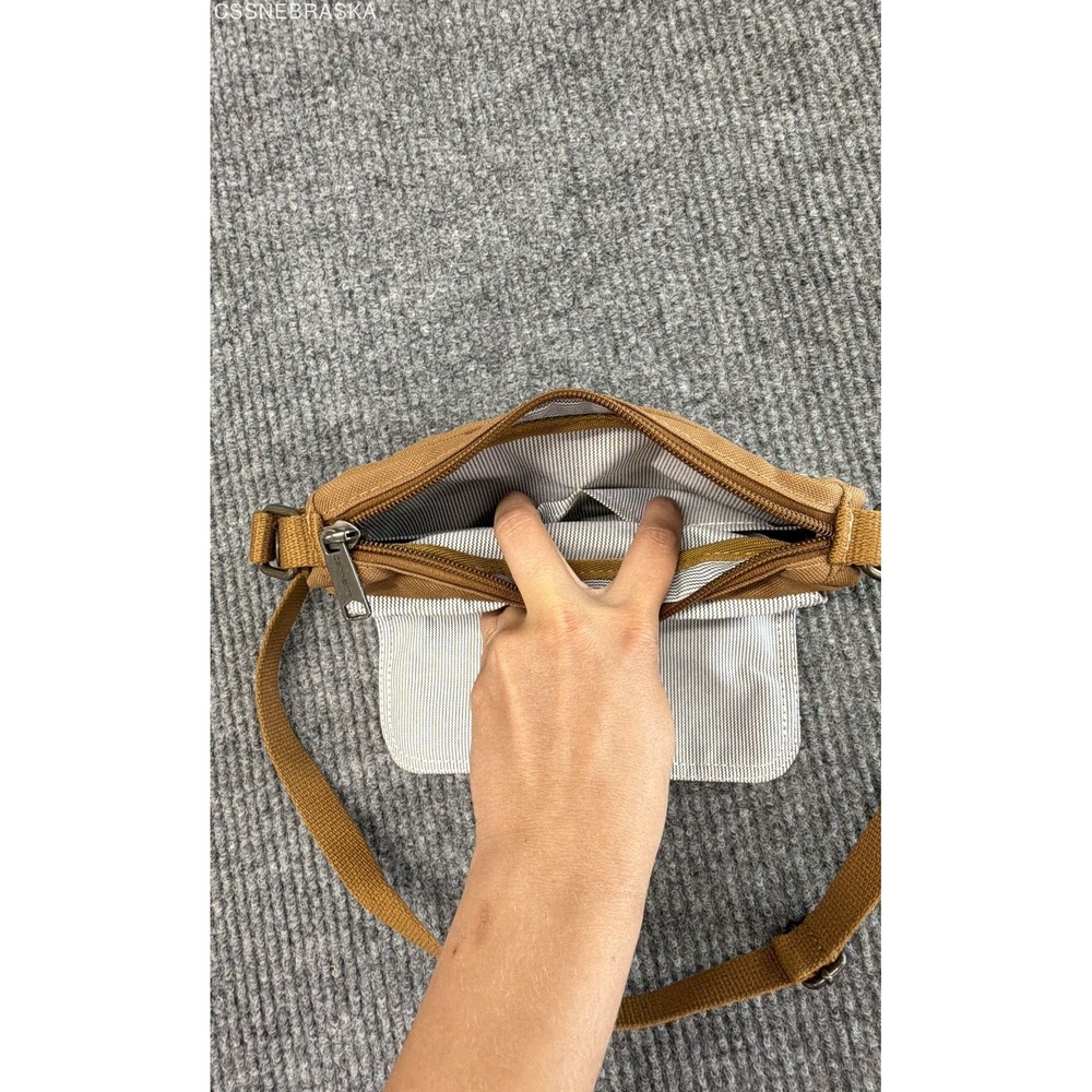 Carhartt Brown Canvas Small Crossbody Bag Utility Pouch Adjustable Strap - Picture 5 of 10
